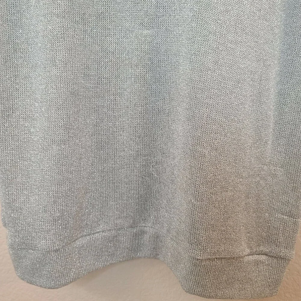 Divided H&M Sweater Womens Medium Gray Metallic Slouchy Sleeve Hooded Casual - Picture 5 of 12